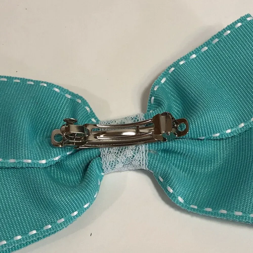 Hair Clip Barrette Lot Ribbon Bow Trendy New Coquette White Teal Glitter Ballet
